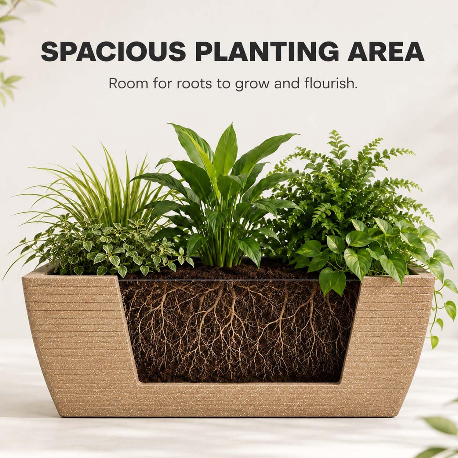 Go Hooked Rectangular Planter - Modern Stone Design -4