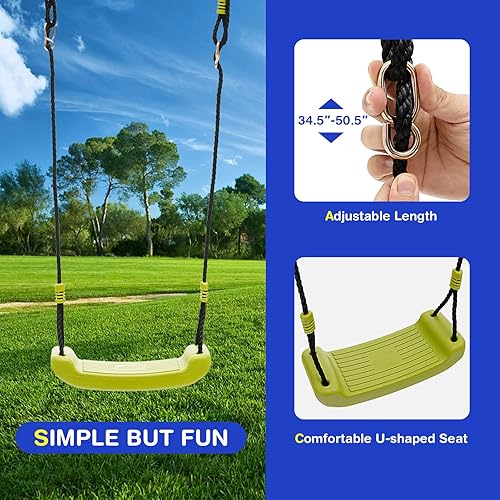 Miniatura 6 de HONEY JOY Juegos de columpios de 440 libras para patio trasero, juego de columpios con soporte de columpio de metal resistente con marco en A, 2