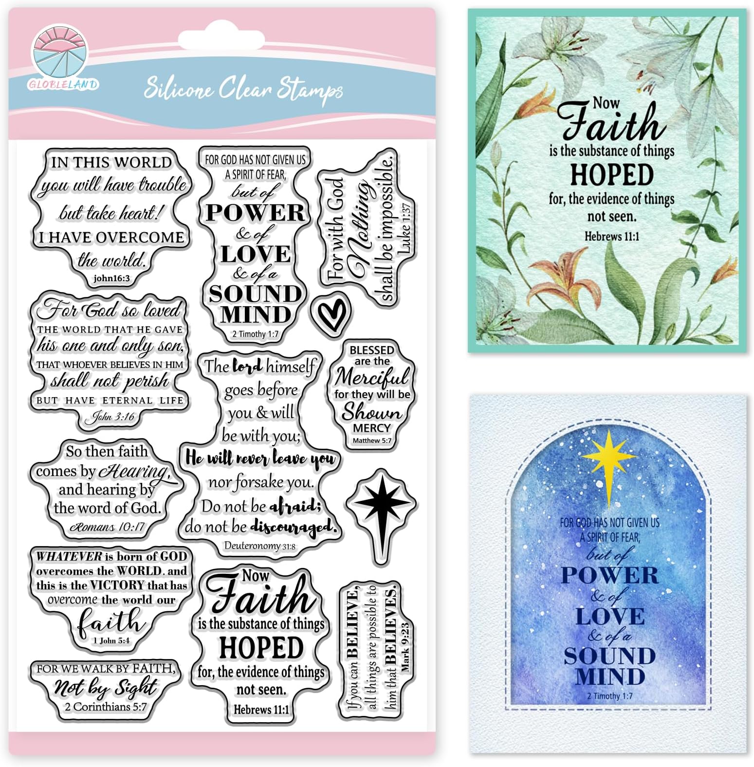 Christian Bible Clear Stamps for Card Making Religious Inspirational Words Transparent Silicone Stamp for DIY Scrapbooking Embossing Paper Card Album Decoration Craft 6.3x4.3inch