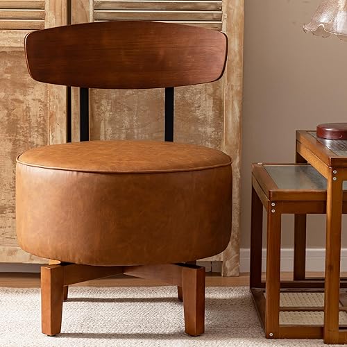 Swivel Accent Chair Living Room Chair with Back, upholstered Wood