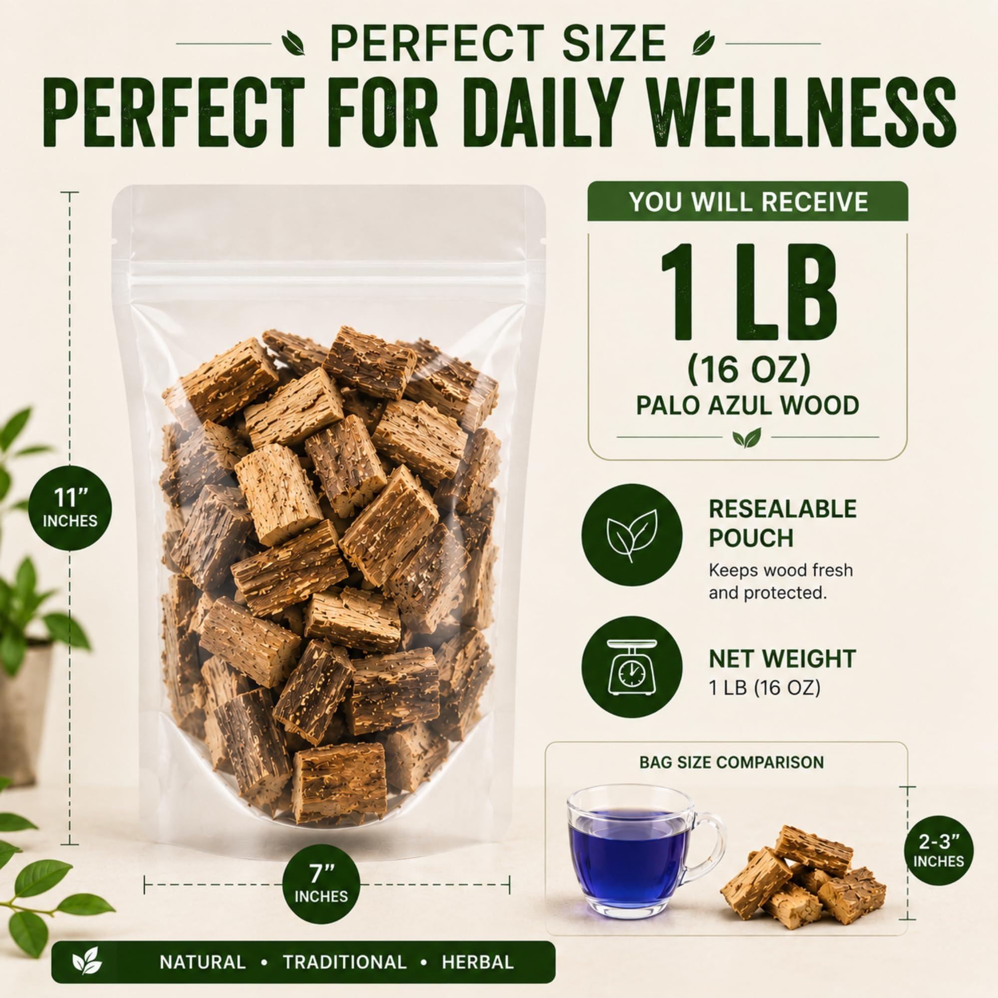 Tu Salud Plus - Madera de riñón 1 libra - Palo Azul - Cyclolepis Genistoides - Blue Stick Teatox