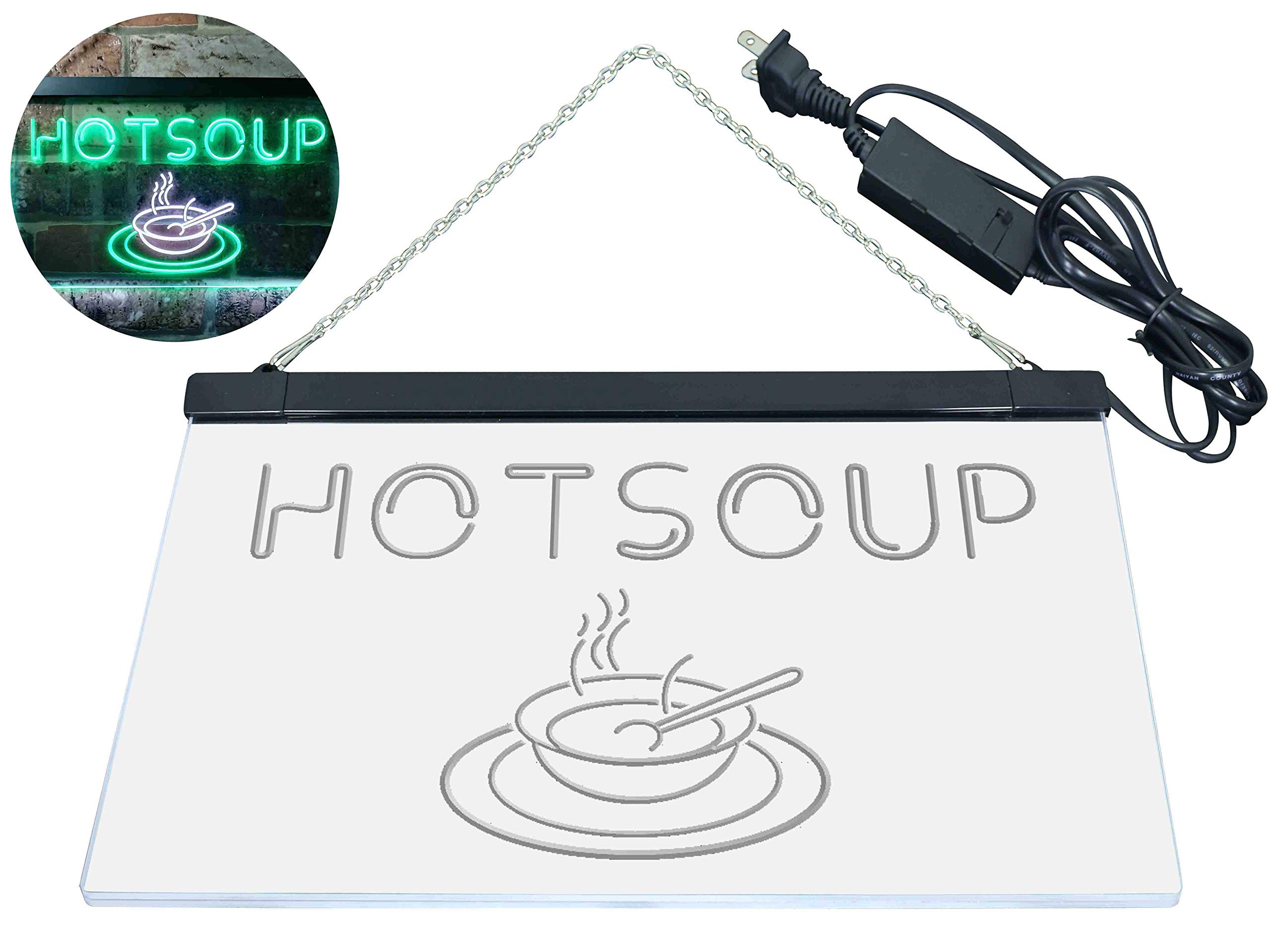 Hot Soup Dual Color LED Enseigne Lumineuse Neon Sign Blanc et vert 600 x 400mm st6s64-i0125-wg