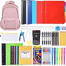 88 Pcs Back to School Supplies Kit with Backpack for High School College Students School Supply Box Essential Learning Tools Supply Box for Senior Students Teachers Includes Calculators (Pink)