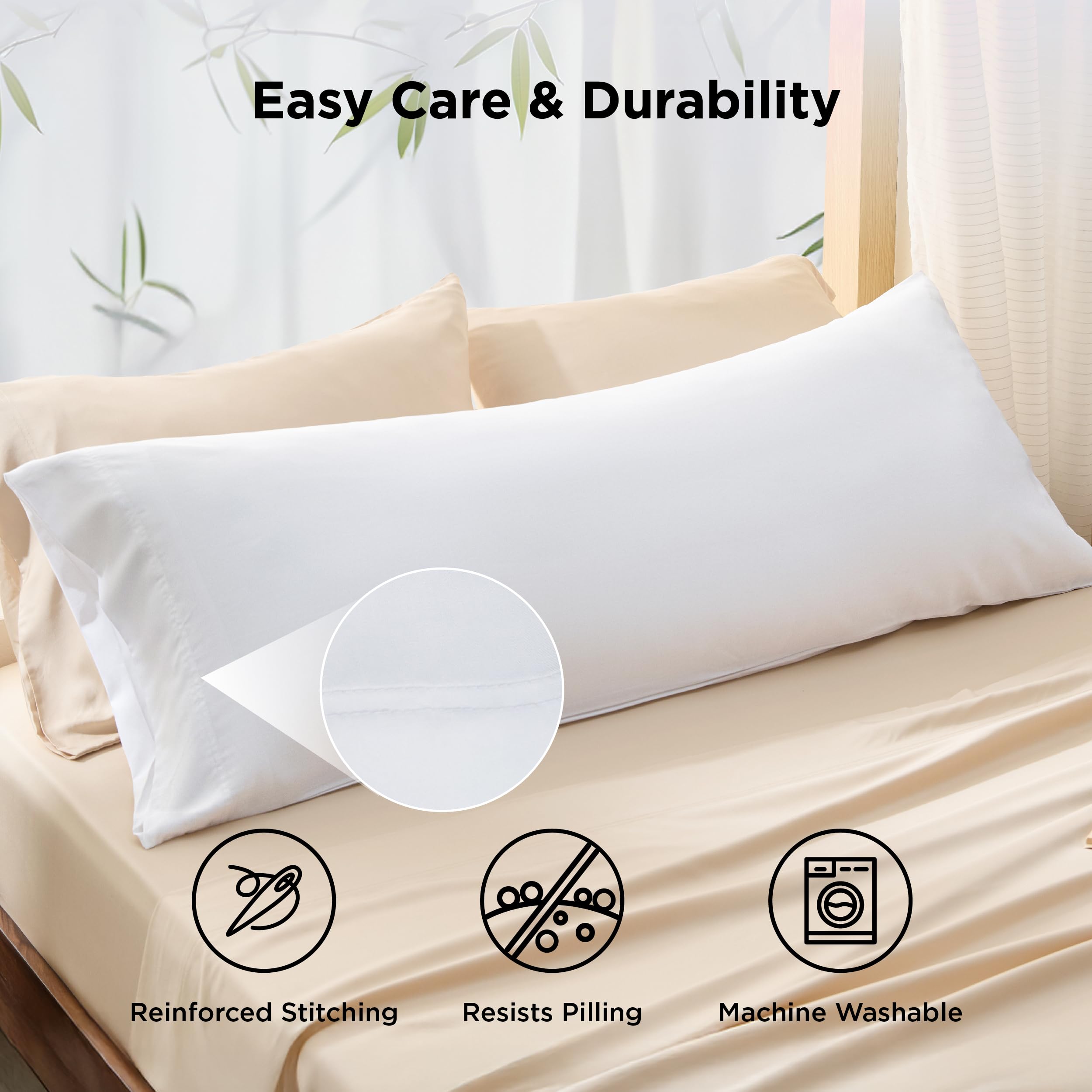 King Size Long Body Pillow Case Cover - 20x55 Inch Soft Microfiber, Modern Solid Design 2 thumbnail image