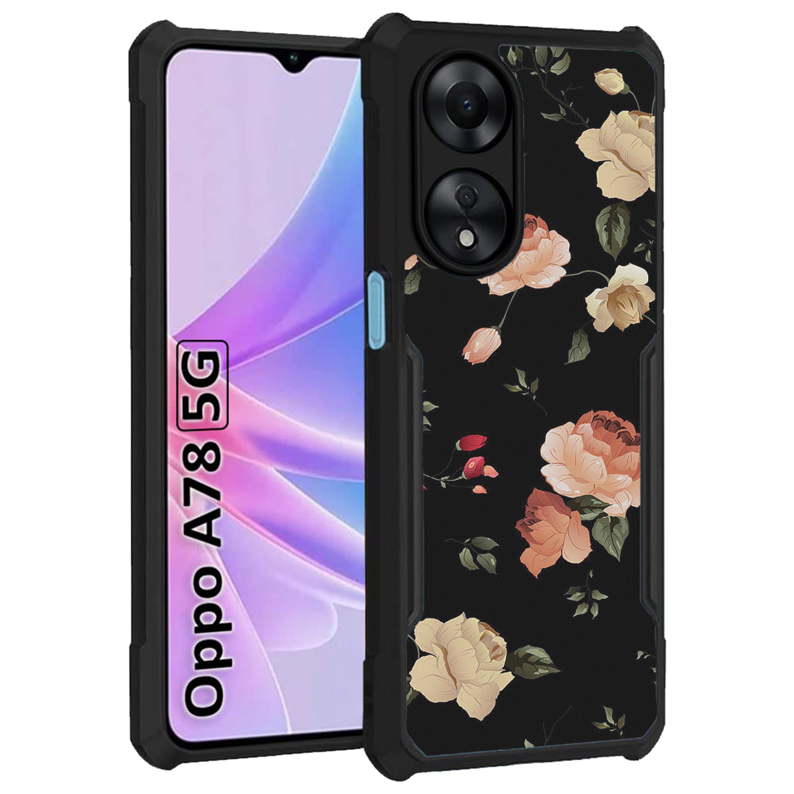 COBERTA Slim Shockproof 360 Degree Protection Design Back Cover Case for Oppo A78 5G | (Bright Black Floral) (B0CM91Z4NX) Amazon Price History, Amazon Price Tracker