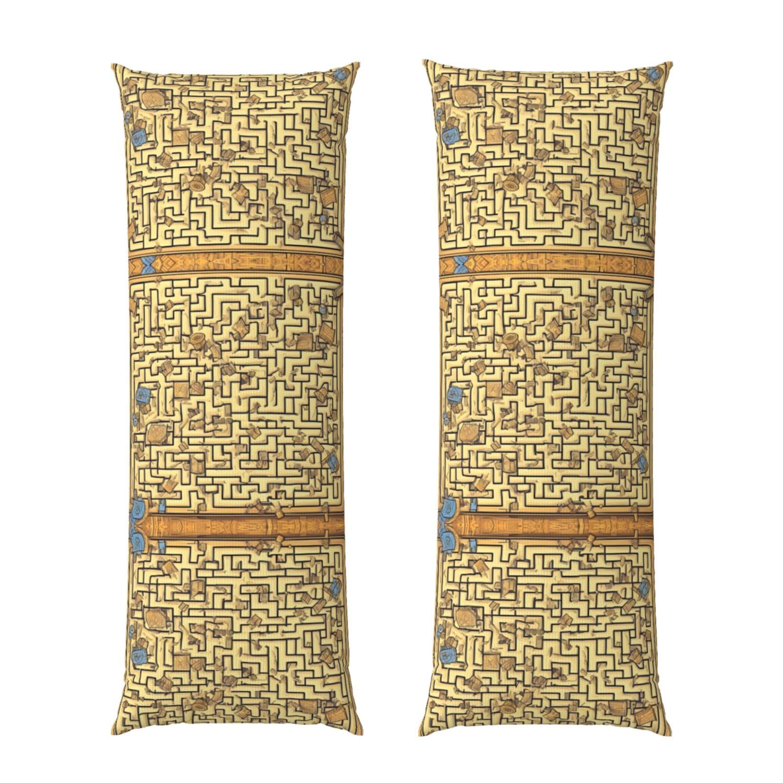 Treasure Maze Body Pillowcase 20x60-Ultra Soft Plush Long Pillow Cover with Hidden Zip for Sleeping