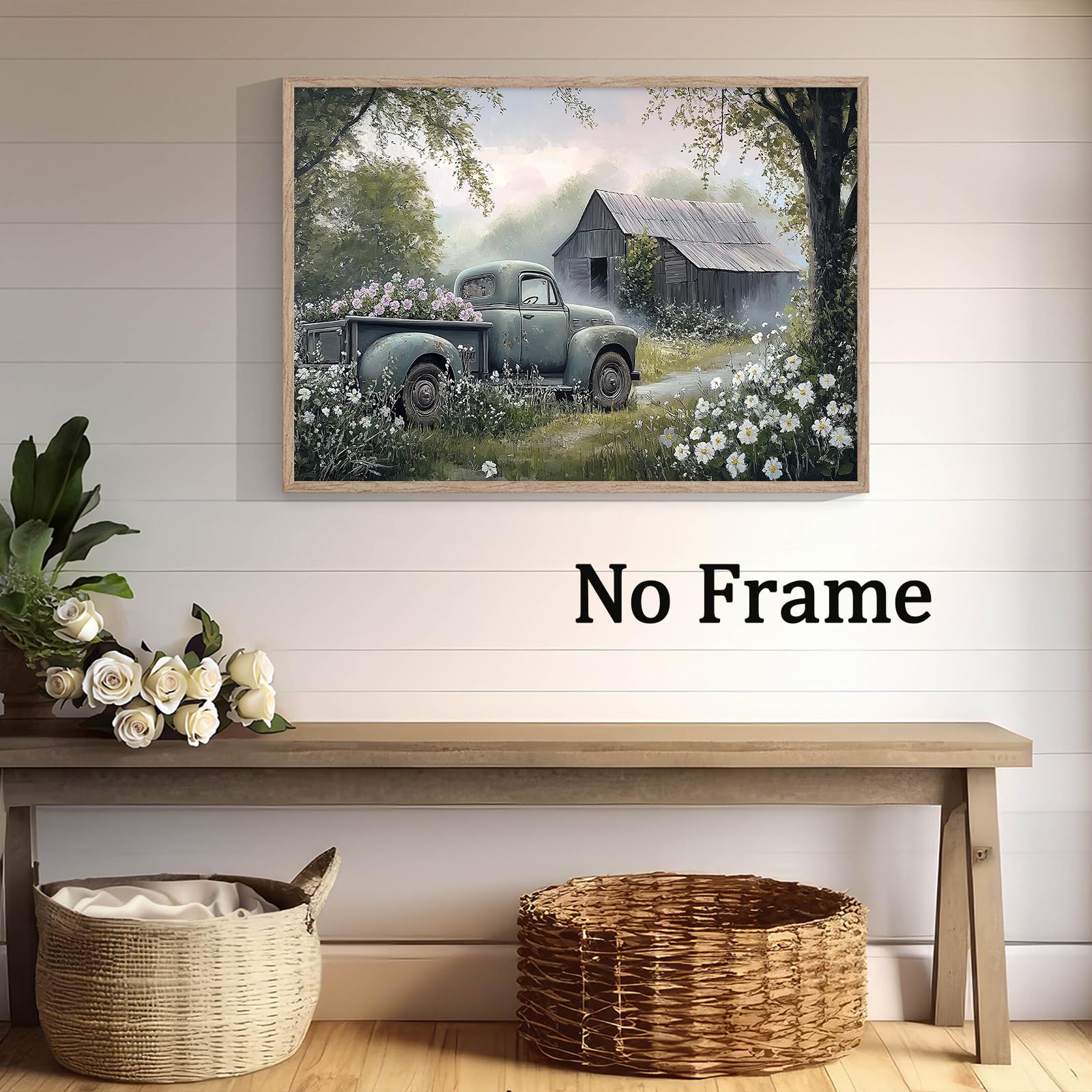 Amazon.com: Farmhouse Old Truck Canvas Wall Art Green Farm Truck