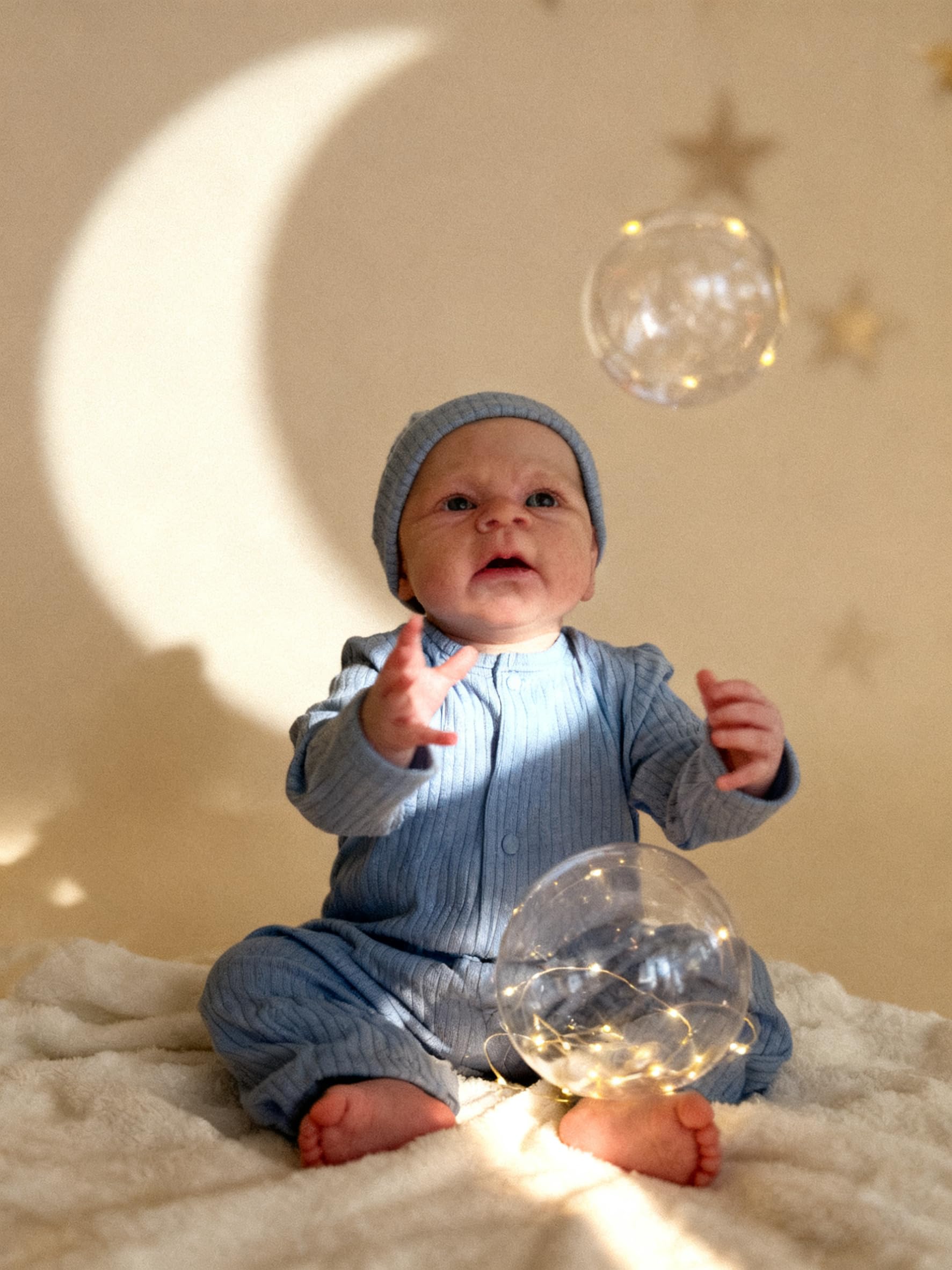 Anano Bambole Reborn Maschio Occhi Aperti 45cm Bambole Neonato Realborn Che Sembrano Vere Prematura Bambolotto Reborn Realistica Maschio Silicone Realistico Cuddle Baby Doll (Moderno)