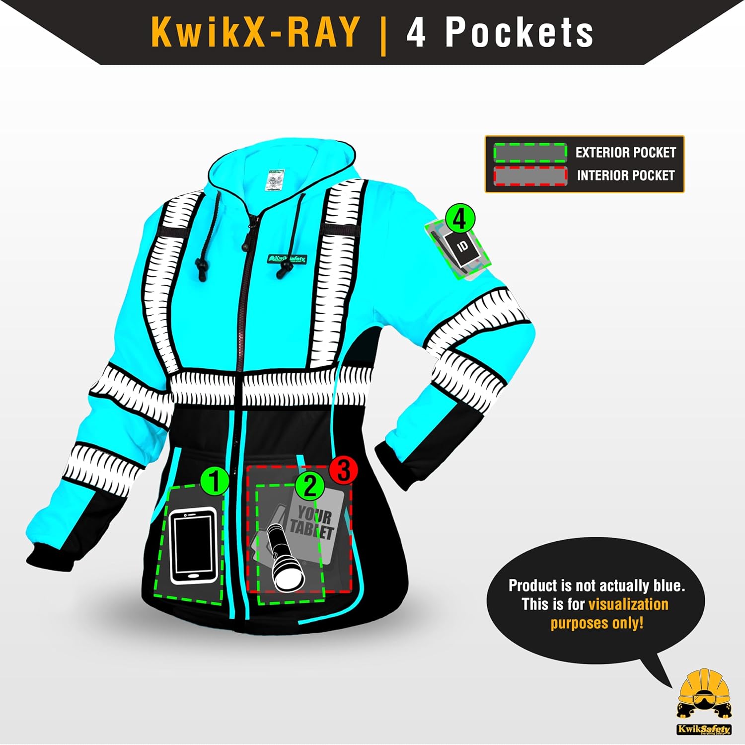 KwikSafety - Charlotte, NC - Women's Fleece Safety Hoodie | Hi Vis Safety Jacket for Women Lightweight Reflective Jacket - Image 6