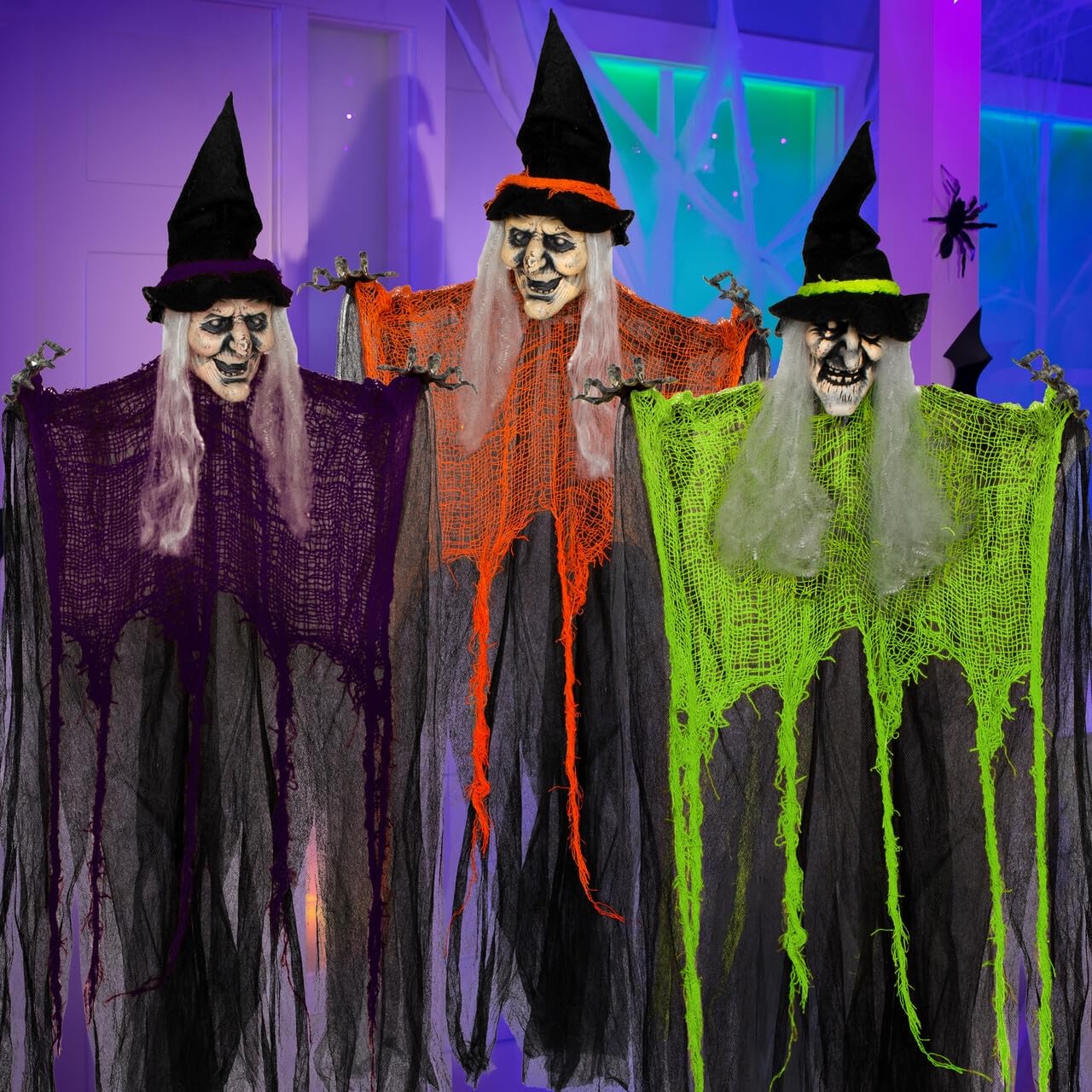 JOYIN 3 Pack 35.3" Hanging Witch with Bendable Arms, Halloween Indoor and Outdoor Decorations