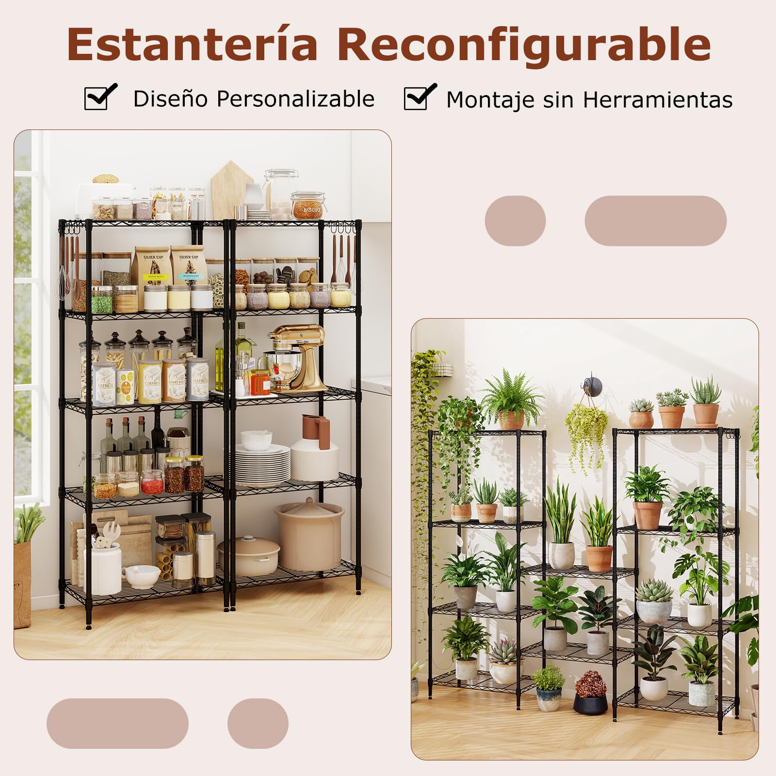 COSTWAY Estantería Metálica de 5 Niveles, Estanterias Almacenaje con Estante Ajustable, Rejilla de Alambre, Carga 340kg, Garaje, Cocina, Dormitorio, 59 x 34 x 152 cm (59 x 34 x 152 cm)