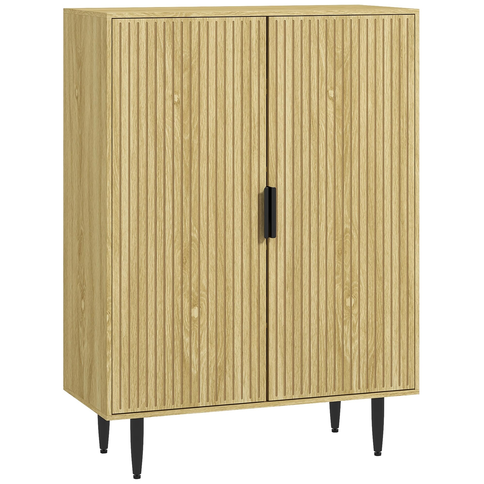 HOMCOM Scarpiera Salvaspazio per 15 Paia di Scarpe 80x38x110cm Rovere | Scarpiera da Ingresso, 4 Ripiani Regolabili, Gambe in Metallo