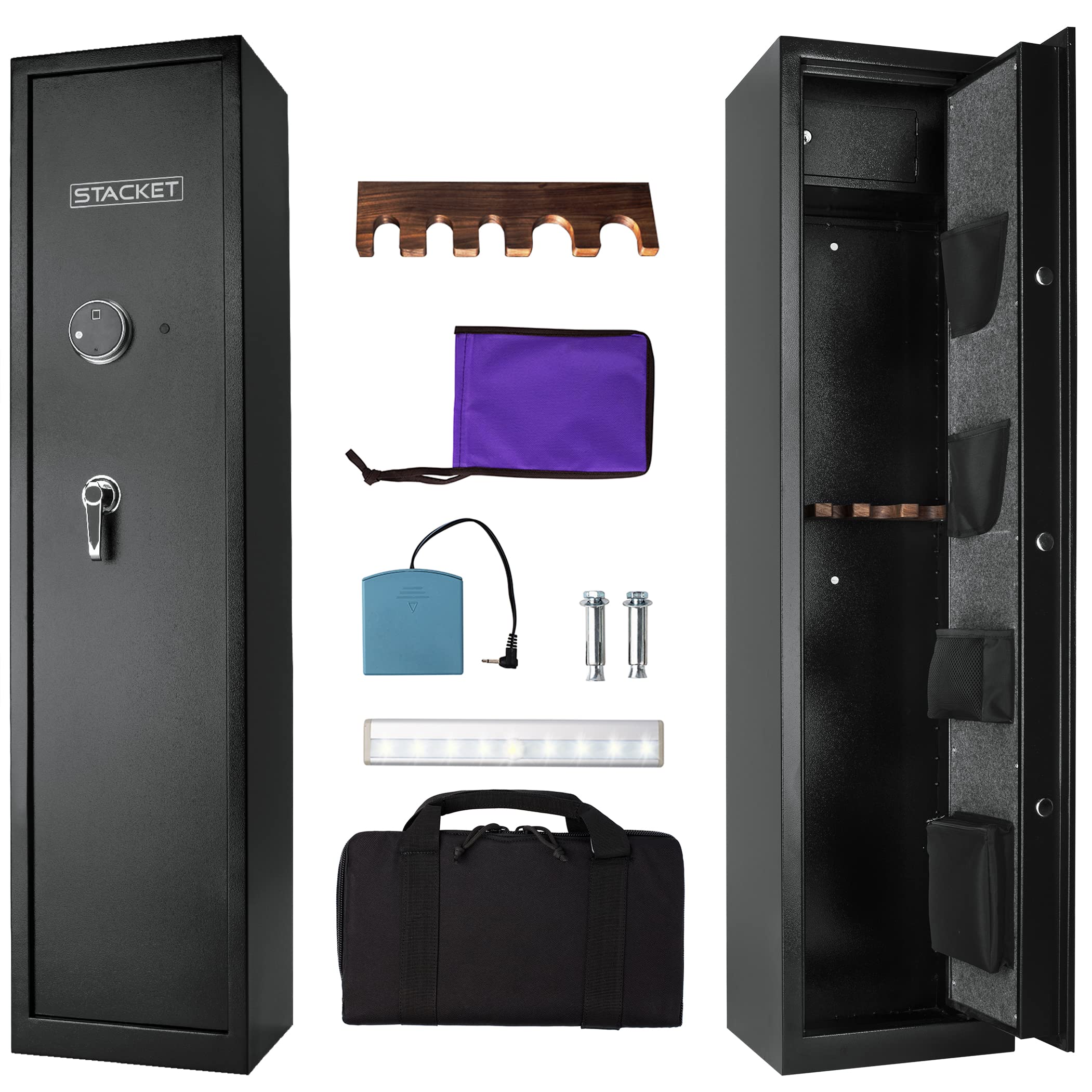 Buy STACKET Large Rifle Gun Safe with WOODEN Stylish Gun Rack