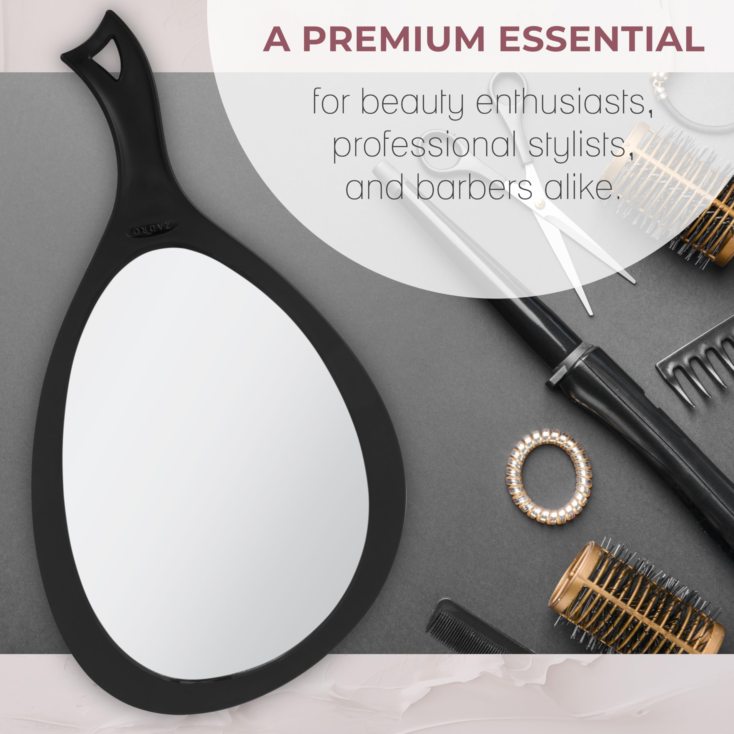 Zadro Salon Professional Extra Large Hand Mirror with Handle, 10