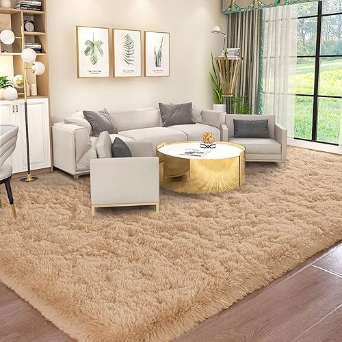 Alfombras peludas beige para sala de estar alfombra de área de pelo largo para dormitorio alfombra peluda para habitación de niños y niñas