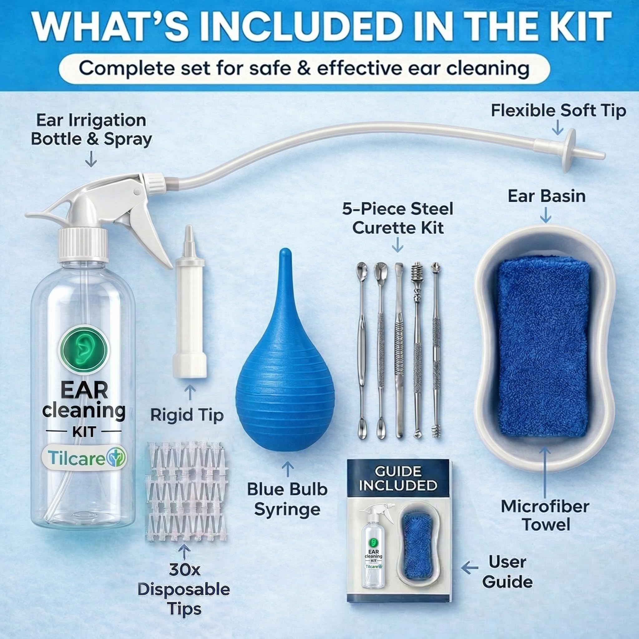 Ear Wax Removal Kit by Tilcare: Safe At-Home Ear Irrigation Flushing System — Amazon image 7