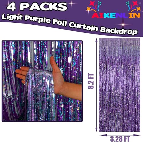 Miniatura 9 de Paquete de 4 cortinas de flecos de papel de aluminio fucsia de 3.2 pies x 8.2 pies, cortinas de oropel metálico con flecos para cabina de fotos,