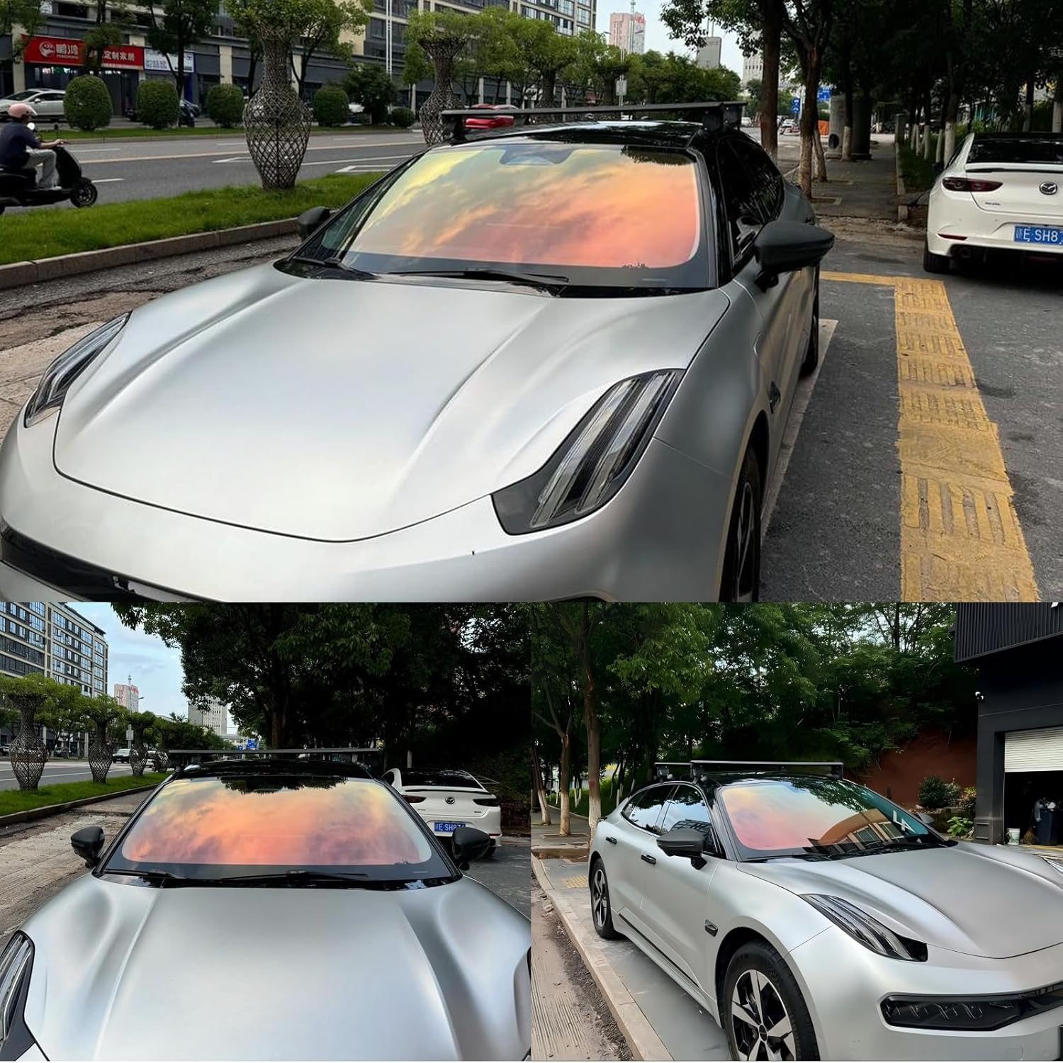 XhuangTech Window Tint Film for Cars, Chameleon Red Solar Film 80% VLT Anti-Glare, 99% Anti-UV Heat Blocking Protection Window Sticker, Car Tint Film for Windshield Side Window (19.68" in x 9.84' Ft)