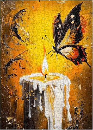 Miniatura 2 de Rompecabezas de mariposa vintage para adultos de 1000 piezas, rompecabezas retro de mariposas doradas, desafiantes rompecabezas de pintura al óleo