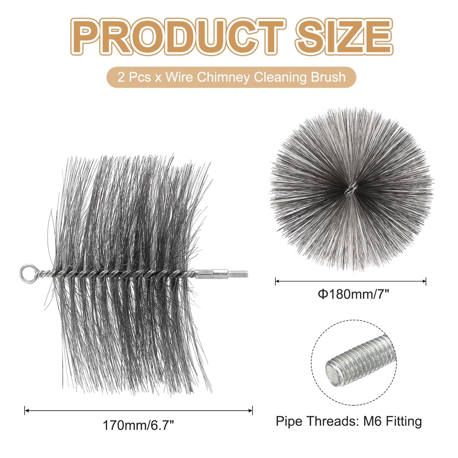 PATIKIL 7" Wire Chimney Cleaning Brush - Image 2