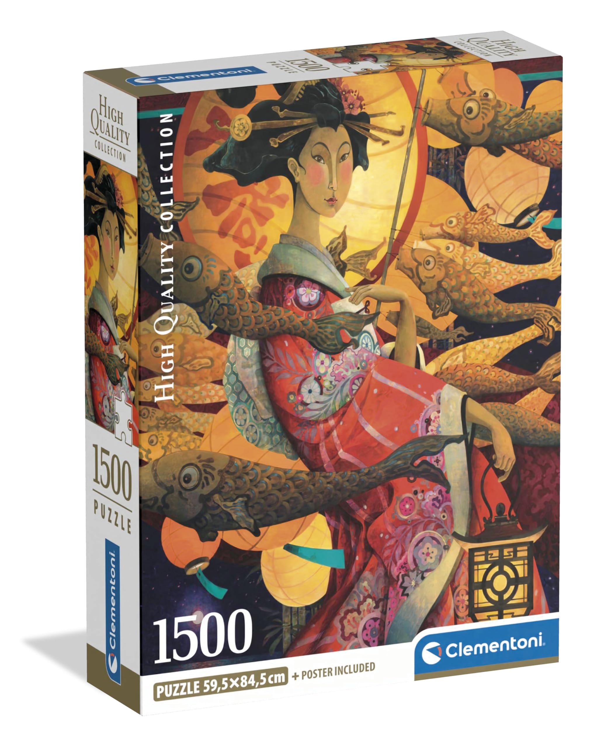 Clementoni - Puzzle 1500 Pezzi per Adulti e Ragazzi, Illustrazione Giapponese Koinobori Dance, Idea Regalo, Compact Box, Made in Italy, 59,5x84,5, Poster Incluso, 31756