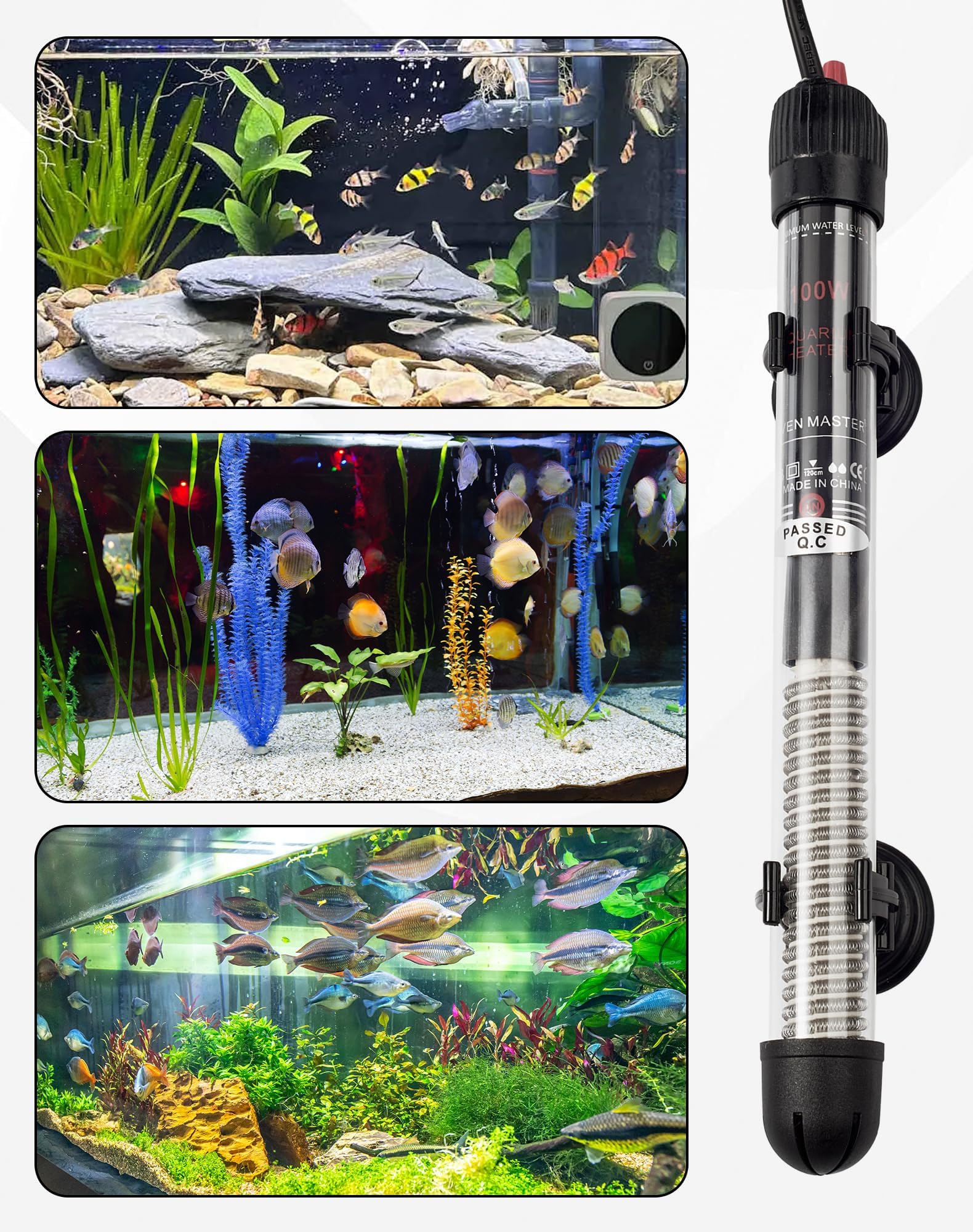Chauffage Aquarium 25W pour 10L 20L 30L Chauffage pour Aquarium avec réglage 20–34°C