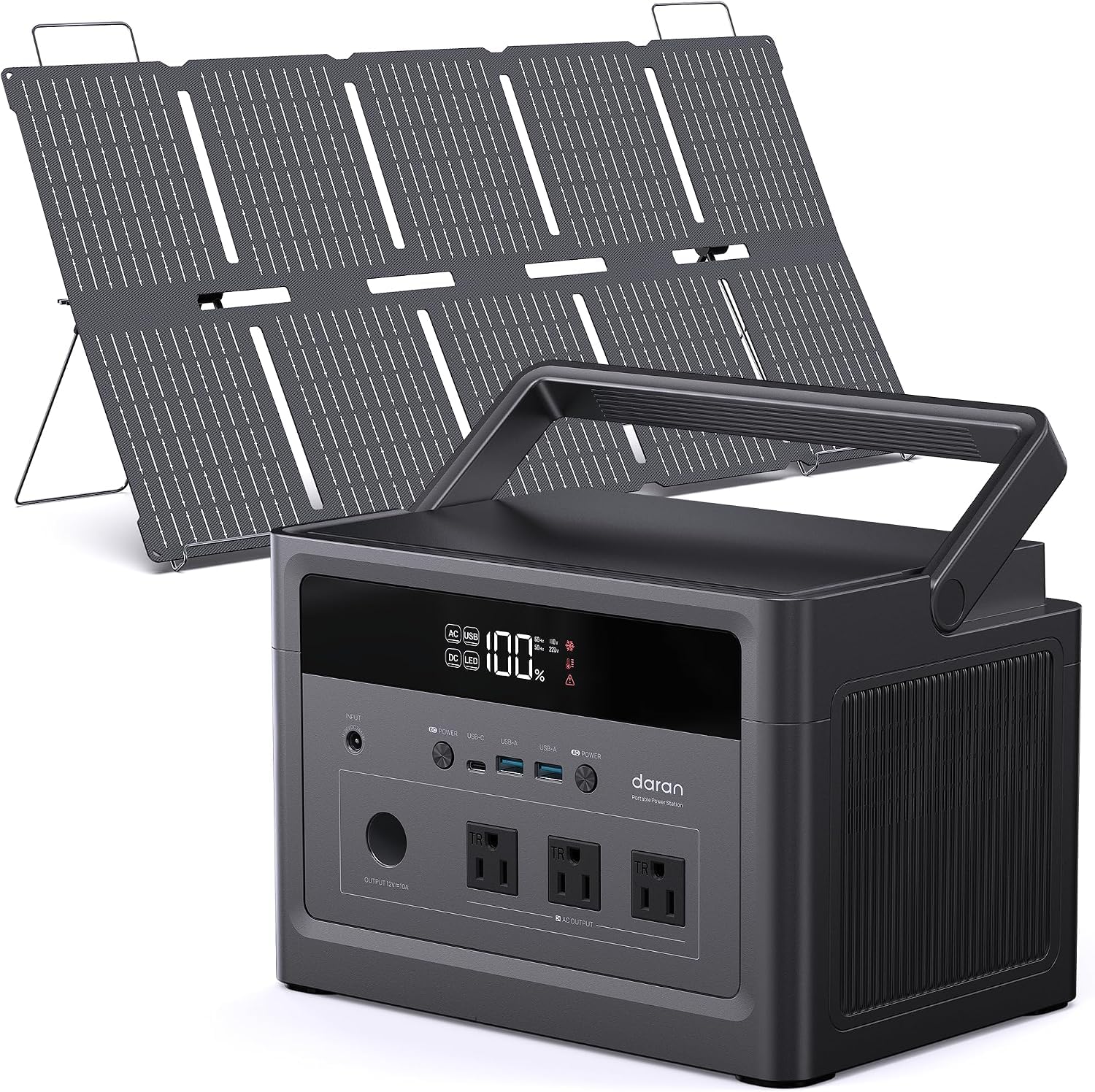 DaranEner Solar Generator with 100W Panel Included, Portable Power Station 1200W Peak