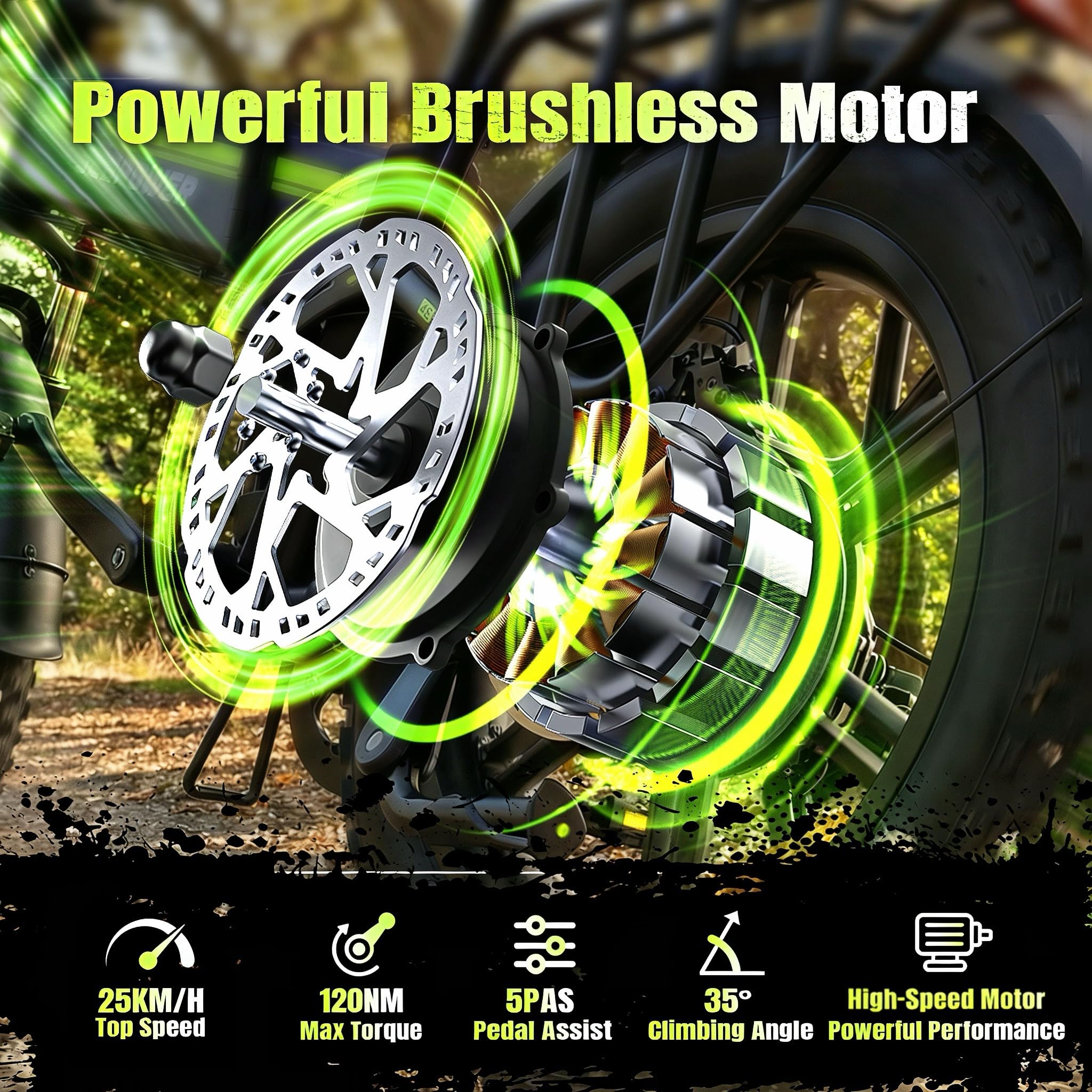 DEEPOWER H20 PRO Bicicleta Eléctrica, Batería Extraíble 48V 25Ah, Autonomía 70-110KM, Motor con Par 120N·m, Neumáticos Anchos 20'' x 4.0, 7 Velocidades, Suspensión Hidráulica Completa