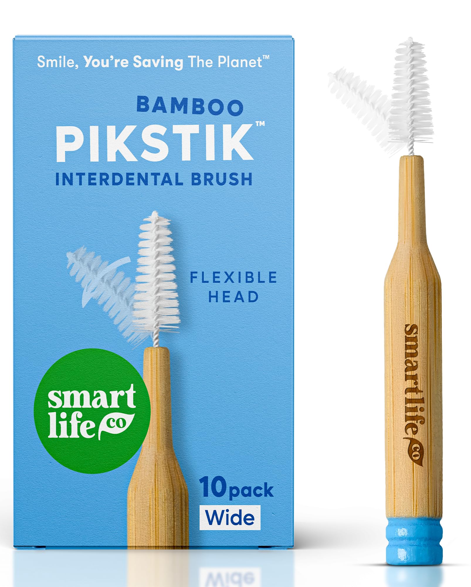 SmartLifeco Bamboo Interdental Brushes 10 Count - Eco-Friendly Reusable Dental Picks Flexible Soft Bristles Superior Gum Teeth Cleaning