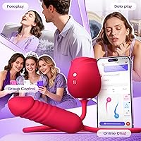 Vista 6 de Consolador vibrador juguetes sexuales para mujeres, juguete sexual MOOLIGIRL Rose con vibradores de punto G de empuje y 10 modos de succión