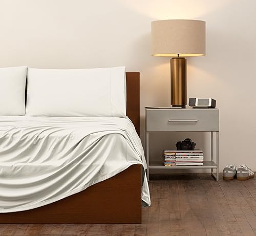 Vista 13 de SHEEX - Juego de sábanas Original Performance (King/California King) Azul Perla - Sábanas refrescantes, absorción de humedad - 1 sábana encimera