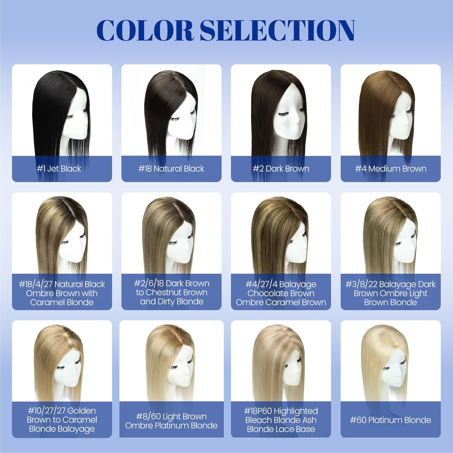 WORLDSTAR Toppers for Women Real Human Hair #18P60 Highlighted Bleach Blonde Ash Blonde Lace Base Hand-Tied 6 * 7 Inch Base 18 Inch 85g for Thinning Hairs Clip in Topper (tp#18P60-18)