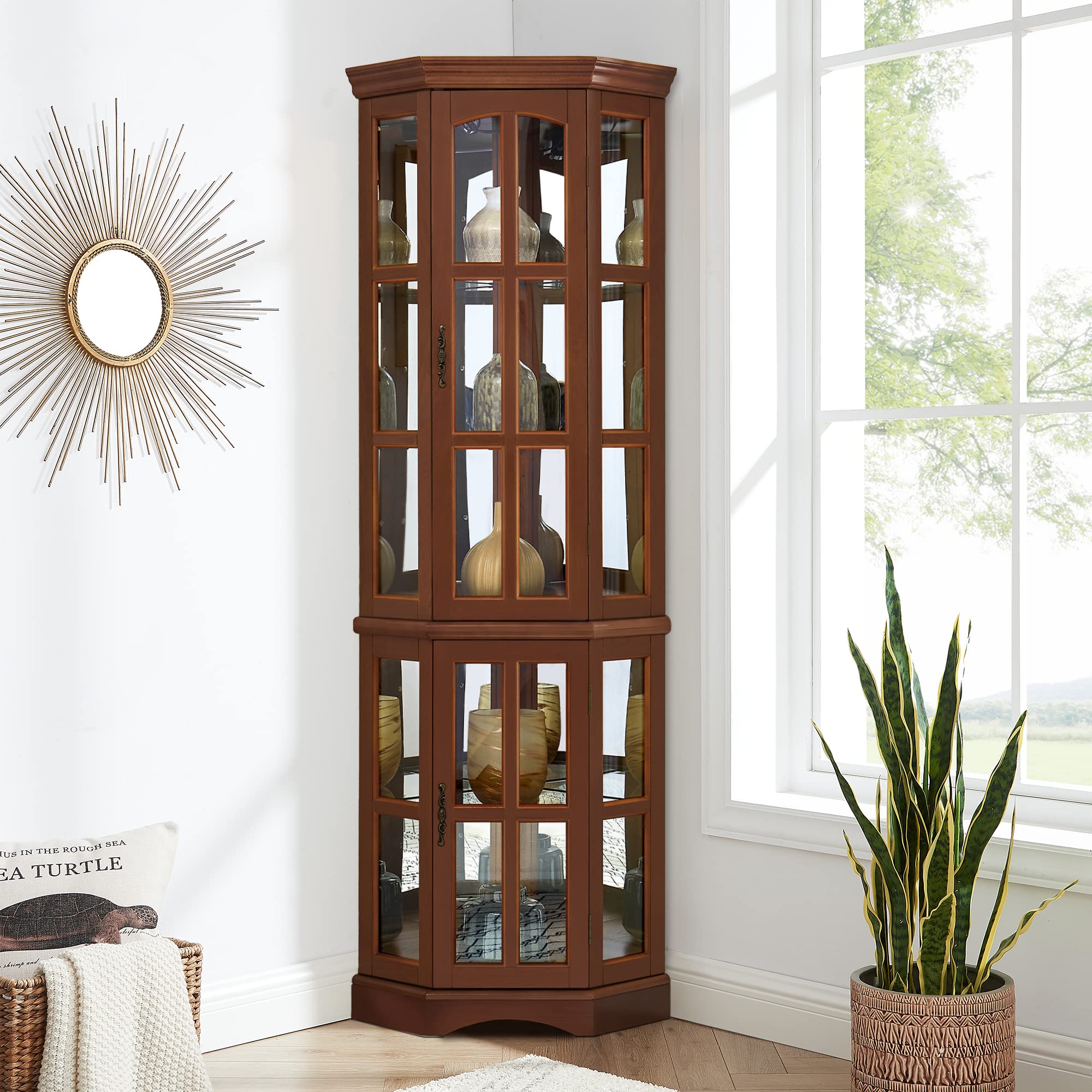Buy GOOD & GRACIOUS Corner Curio with 5 Shelves and Lighting