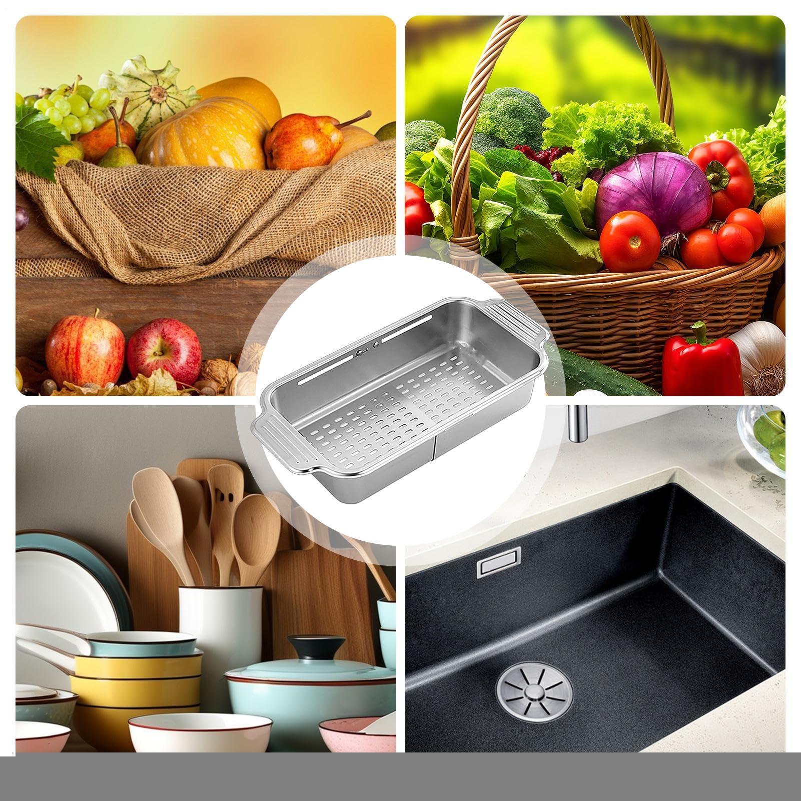 Escurridor De Platos sobre Fregadero Colador Extensible Ahorra Espacio