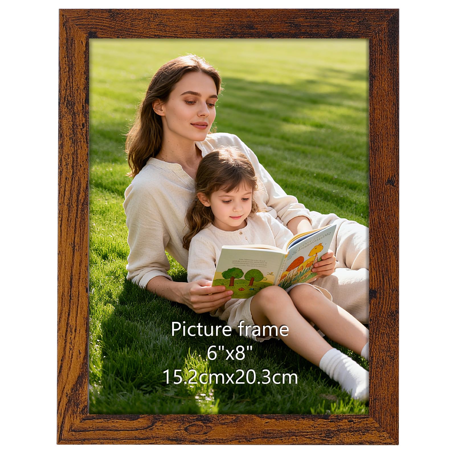 Vasemouh Brown 6x8 Photo Frame, Vintage MDF Wooden Picture Frame for Living Room, Bedroom and Office, Wall or Tabletop Display, Vertical or Horizontal, Single