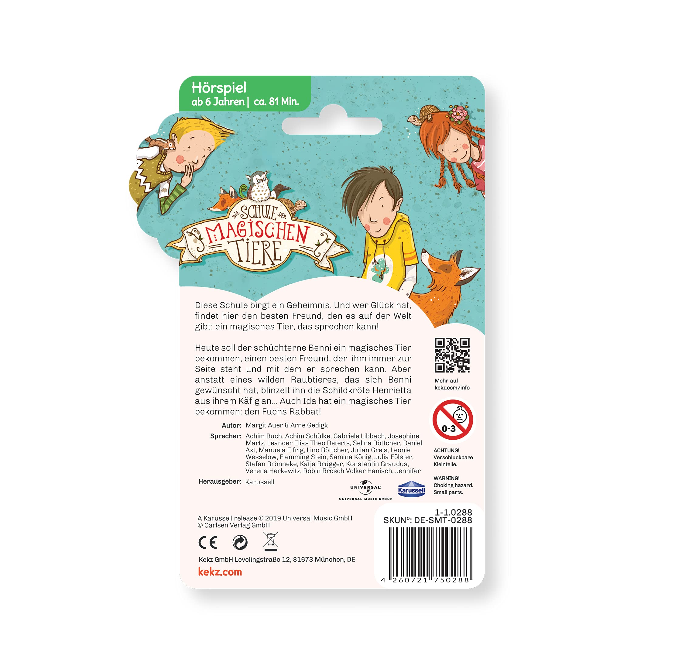 Kekz Audiochip für Kekzhörer, Die Schule Der magischen Tiere - Folge 1, Hörspiel für Kinder AB 6 años, Spielzeit ca. 81 Minuten | Para oyentes de galletas, juego de audio para niños a partir de 6 años, tiempo de juego aprox. 81 min