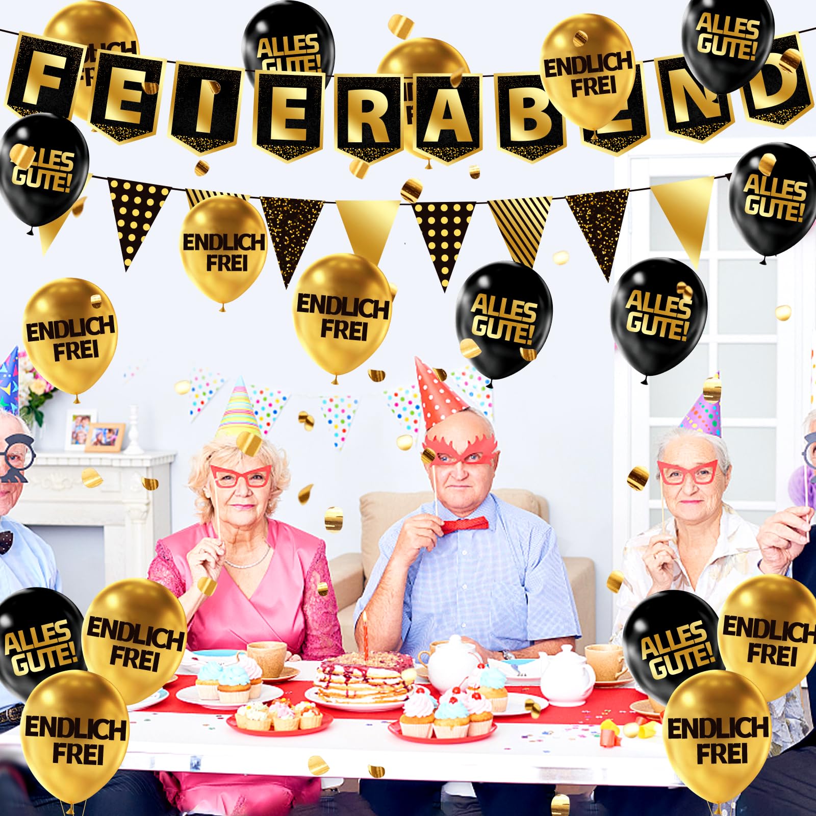 Decorazione Per Pensionamento Preassemblata – Ghirlanda, Palloncini Scritti E Fascia Per Feste Di Addio Al Lavoro - 3