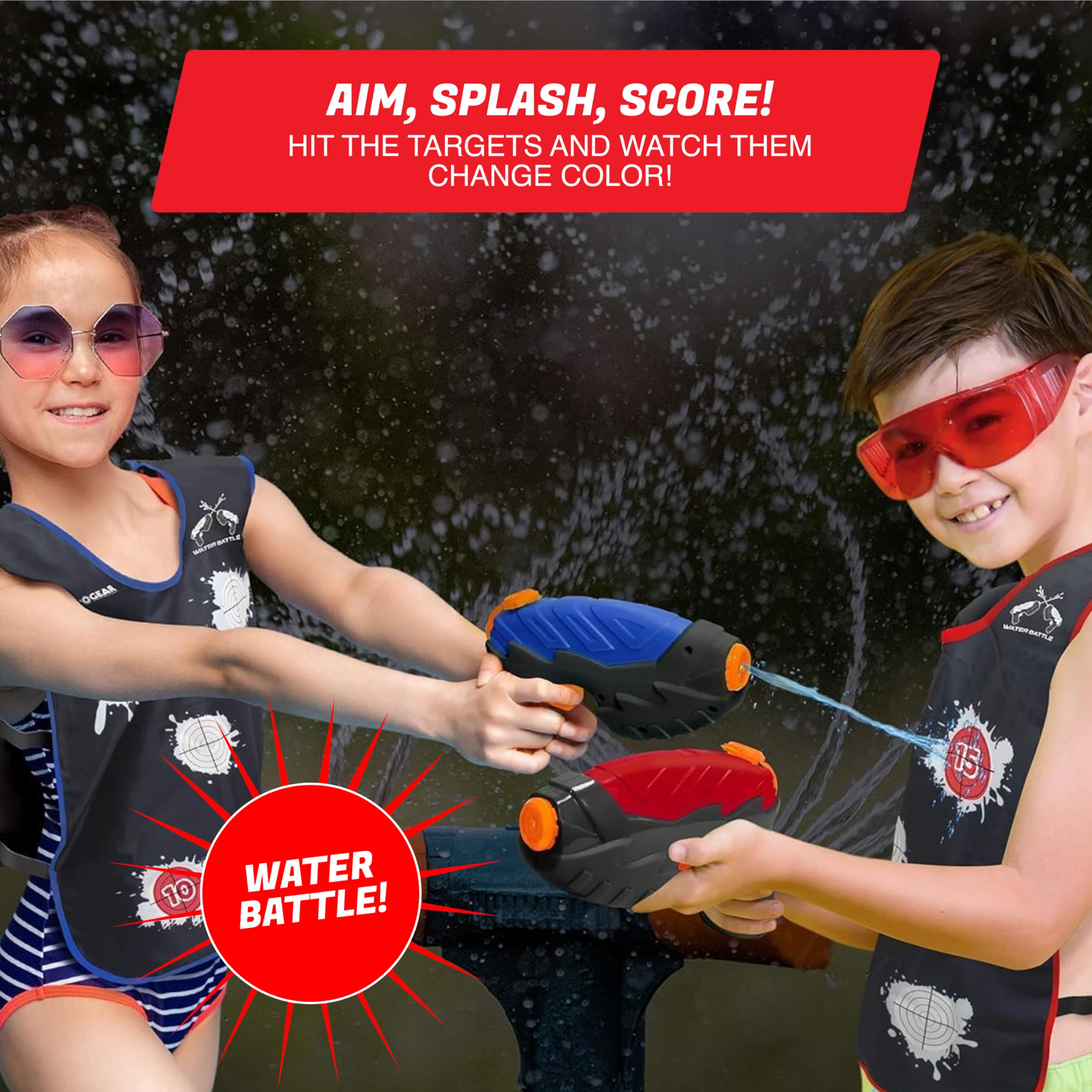 ArmoGear Water Guns & Water Activated Vests | Summer Outdoor or Backyard Water Toy for Teen Kids | Great Outdoor Play Fun Toy for Kids Boys & Girls | Water Activated Vest Set Ages 8 Year +