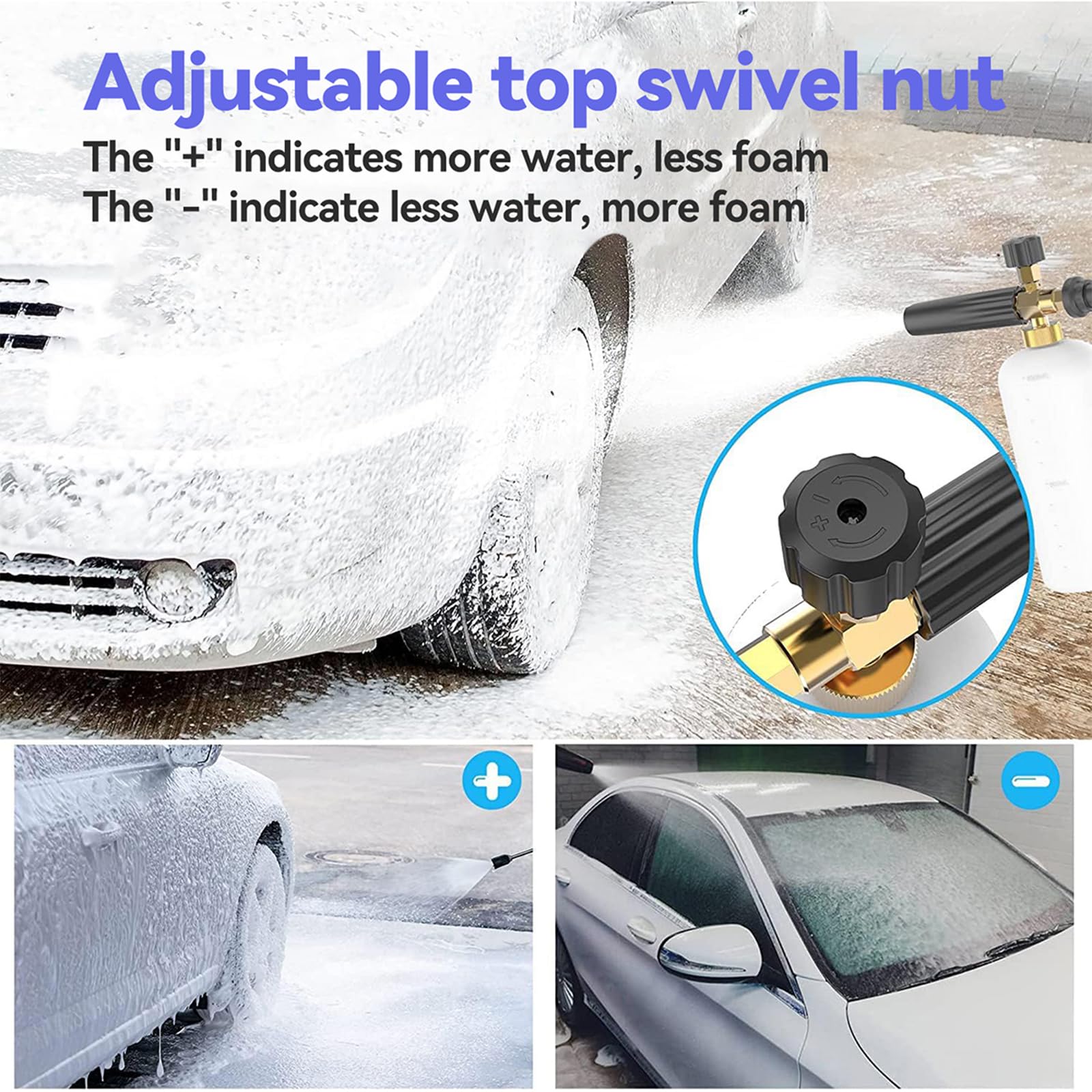 Pulverizador de espuma para lavado de coche con 5 boquillas y diseño de doble cabezal para un lavado y limpieza eficaces del coche