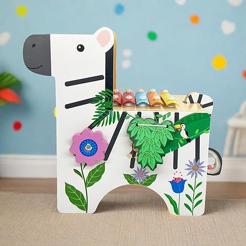 Miniatura 44 de Teamson Kids Laboratorio de juego preescolar 7 en 1 - Cubo de actividades de madera grande, laberinto de cuentas y conteo para niños, juguetes