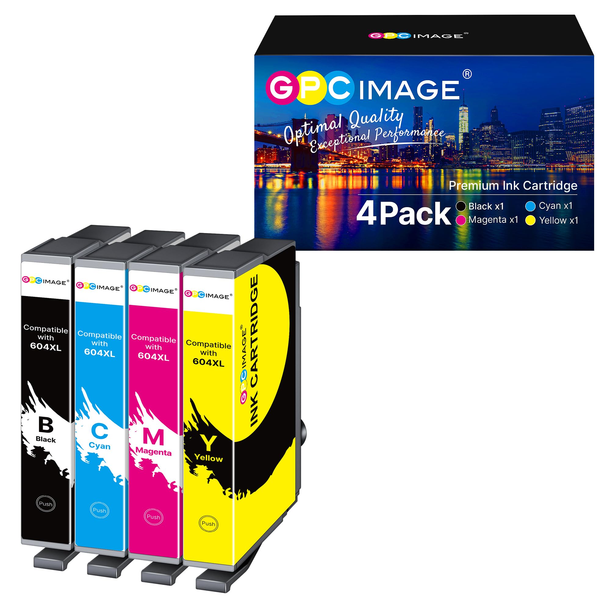 GPC Image Printer Cartridges 604XL Compatible with Epson 604XL Ink Cartridges Multipack for Epson XP2200 Ink Cartridges XP3200 XP4200 XP3205 XP4205 Workforce WF-2930 WF-2935 WF-2910 (4 Pack)