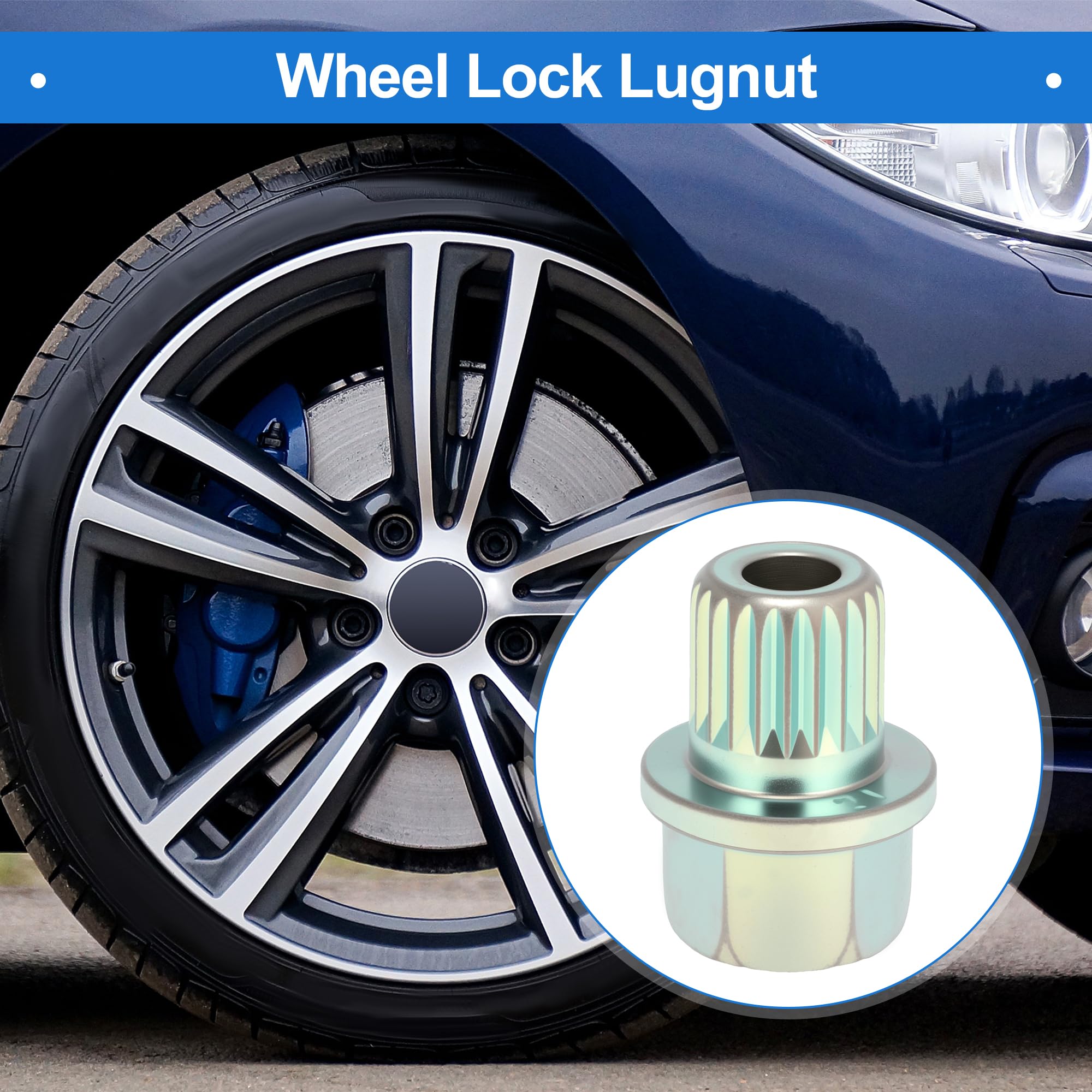 Dado di bloccaggio ruota compatibile per BMW, resistente in lega di acciaio zincato 37/21PT tonalità argento chiave di rimozione a vite antifurto