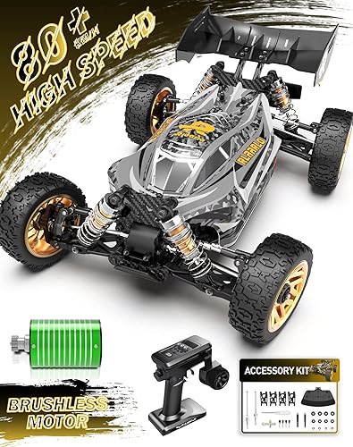 RIAARIO Coches RC rápidos sin escobillas 114 para adultos velocidad máxima de 90 KPH camión monstruo con control remoto para niños con chasis de