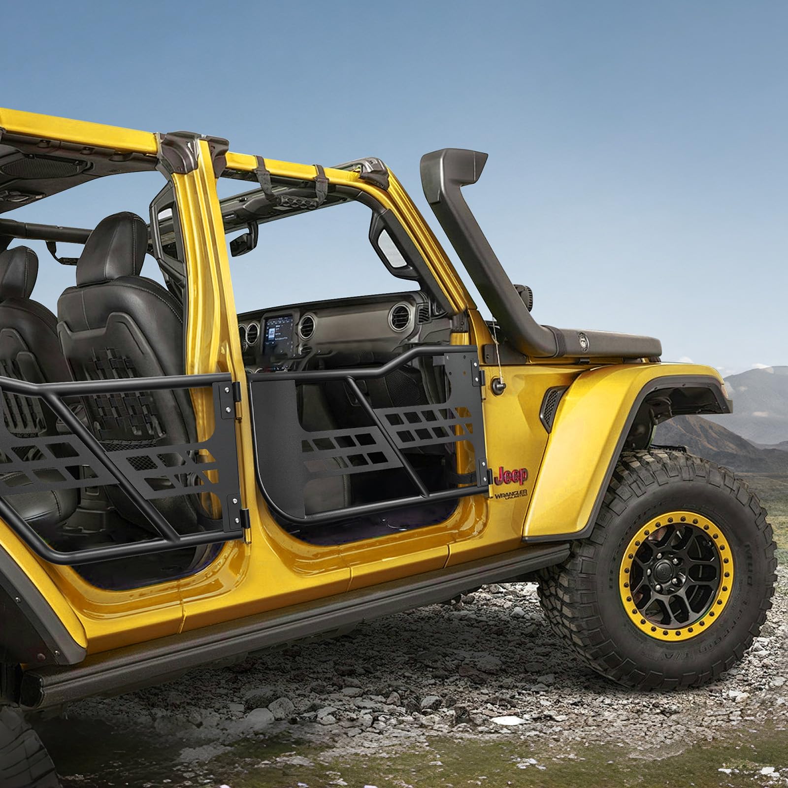 VEVOR Tube porte pour Jeep, 4 portes, porte tubulaire pour Jeep de style chasse avec rétroviseurs certifiés DOT, avec coussinets en caoutchouc et tube en acier trempé, pour Jeep Wrangler JK 2007-2018