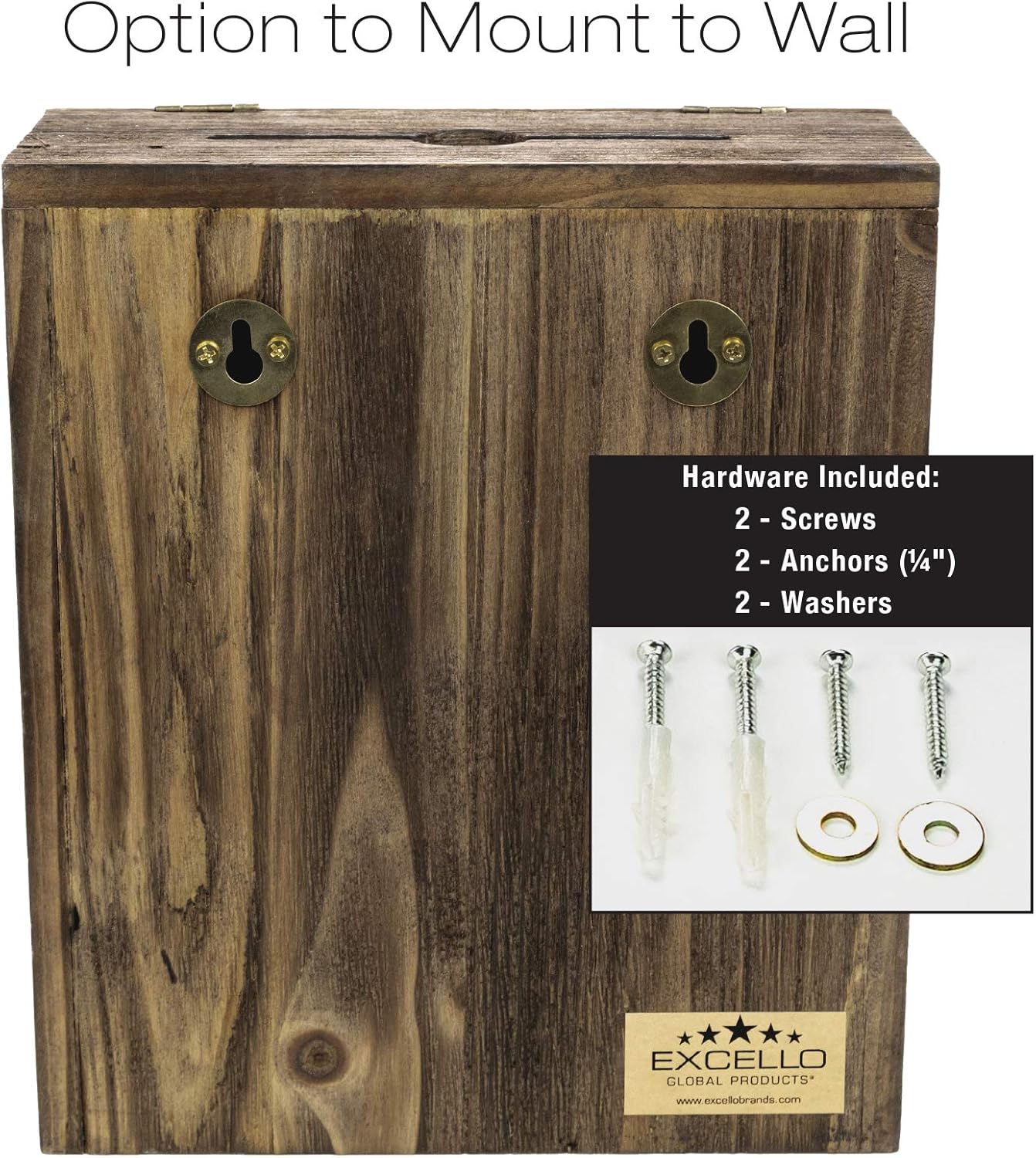 Excello Global Products Rustic Suggestion Box with Lock: Wooden Ballot Comment Box, Wall Mounted or Freestanding. Includes Printed Labels & Suggestion Pads Cards : Office Products