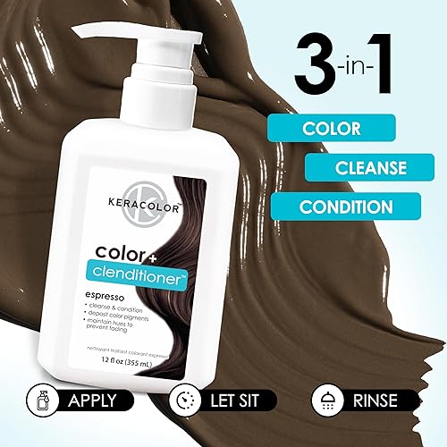 Miniatura 48 de Keracolor Color + Clenditioner 3-in-1 Color-Depositing Conditioner, Gently Cleanses & Conditions, Semi-Permanent Hair Color, 23 Shades, 12 Fl Oz