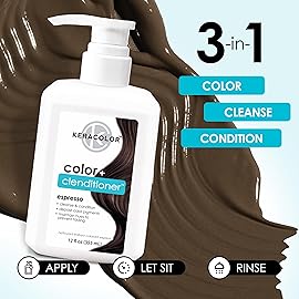Keracolor Color + Clenditioner 3-in-1 Color-Depositing Conditioner, Gently Cleanses & Conditions, Semi-Permanent Espresso Hair Color, 12 Fl Oz