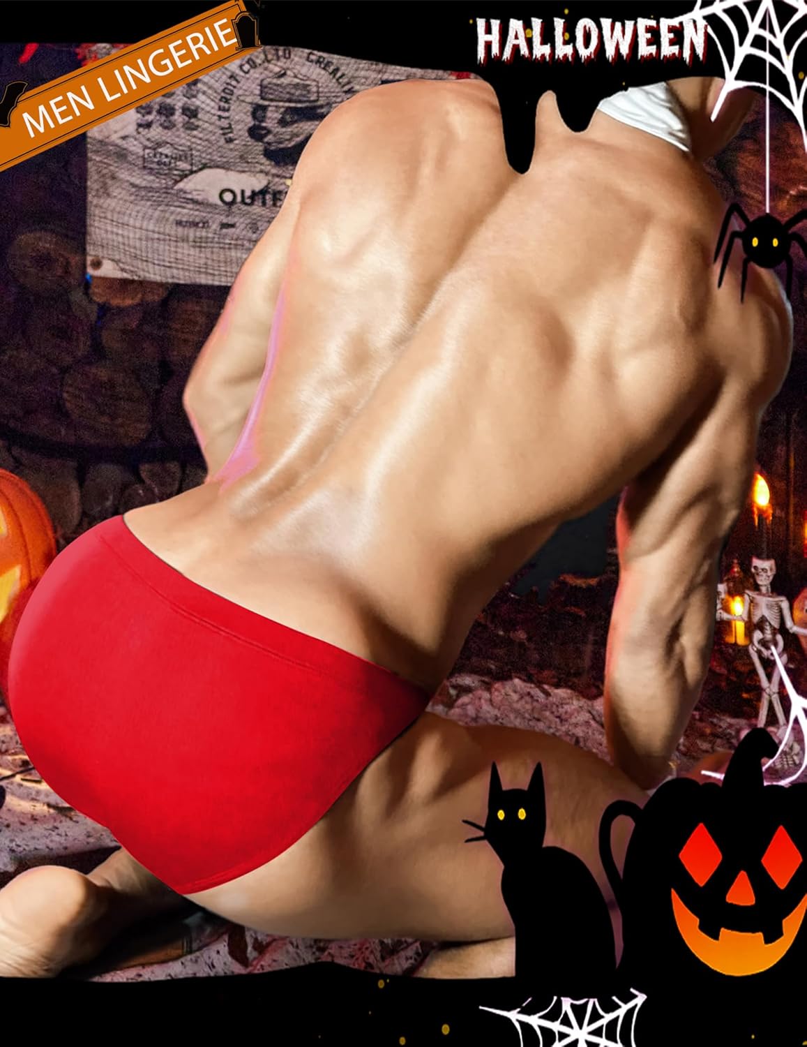 Avidlove Men's Sexy Briefs Gentleman Lingerie Bowknot Cosplay Costume Shorts And Necktie Bow Tie 4pcs/Set - Image 2