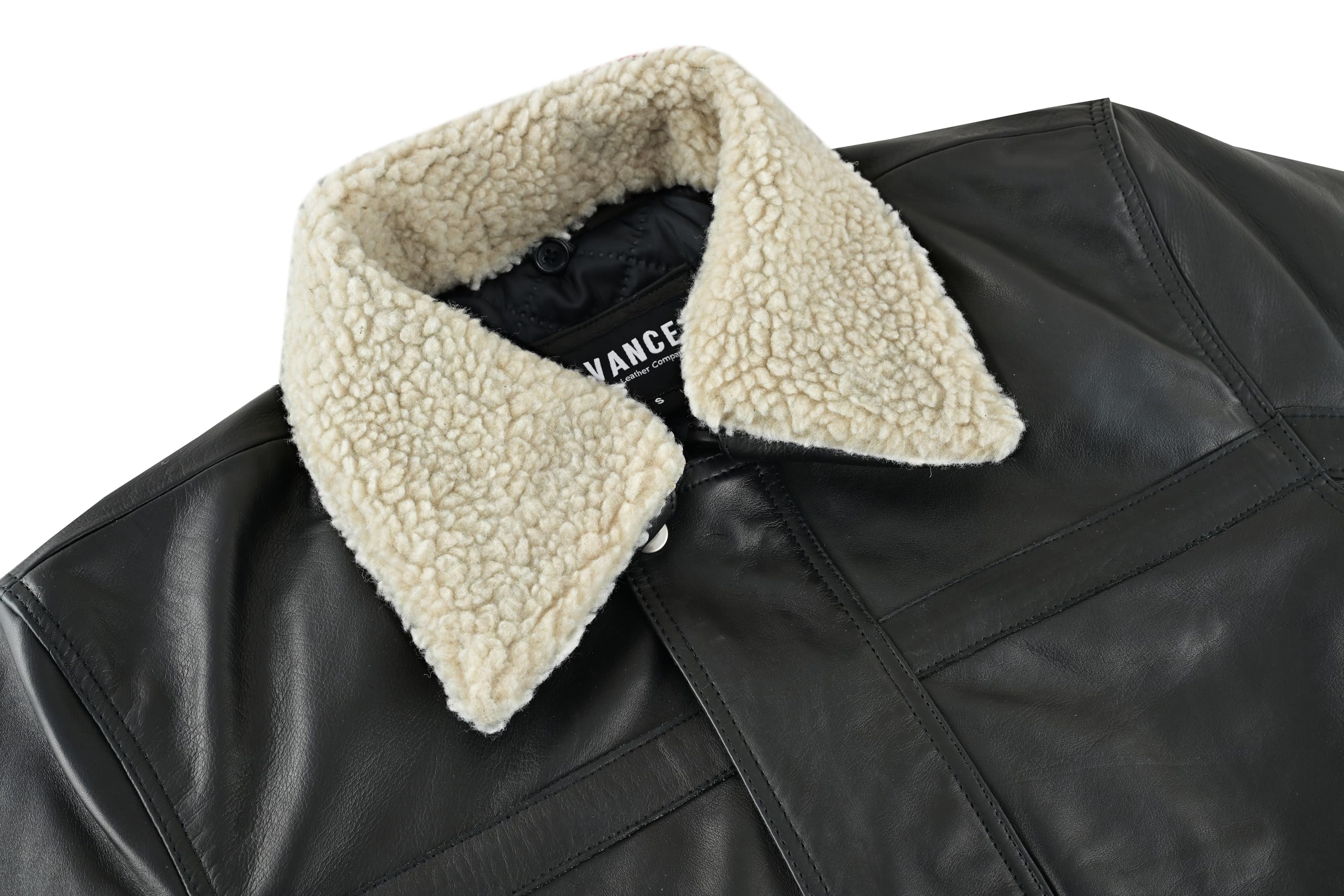 Vance The Leather Company Herren Lederjacke aus 100% Rindsleder – Echtleder Jacke mit abnehmbarem Fellkragen