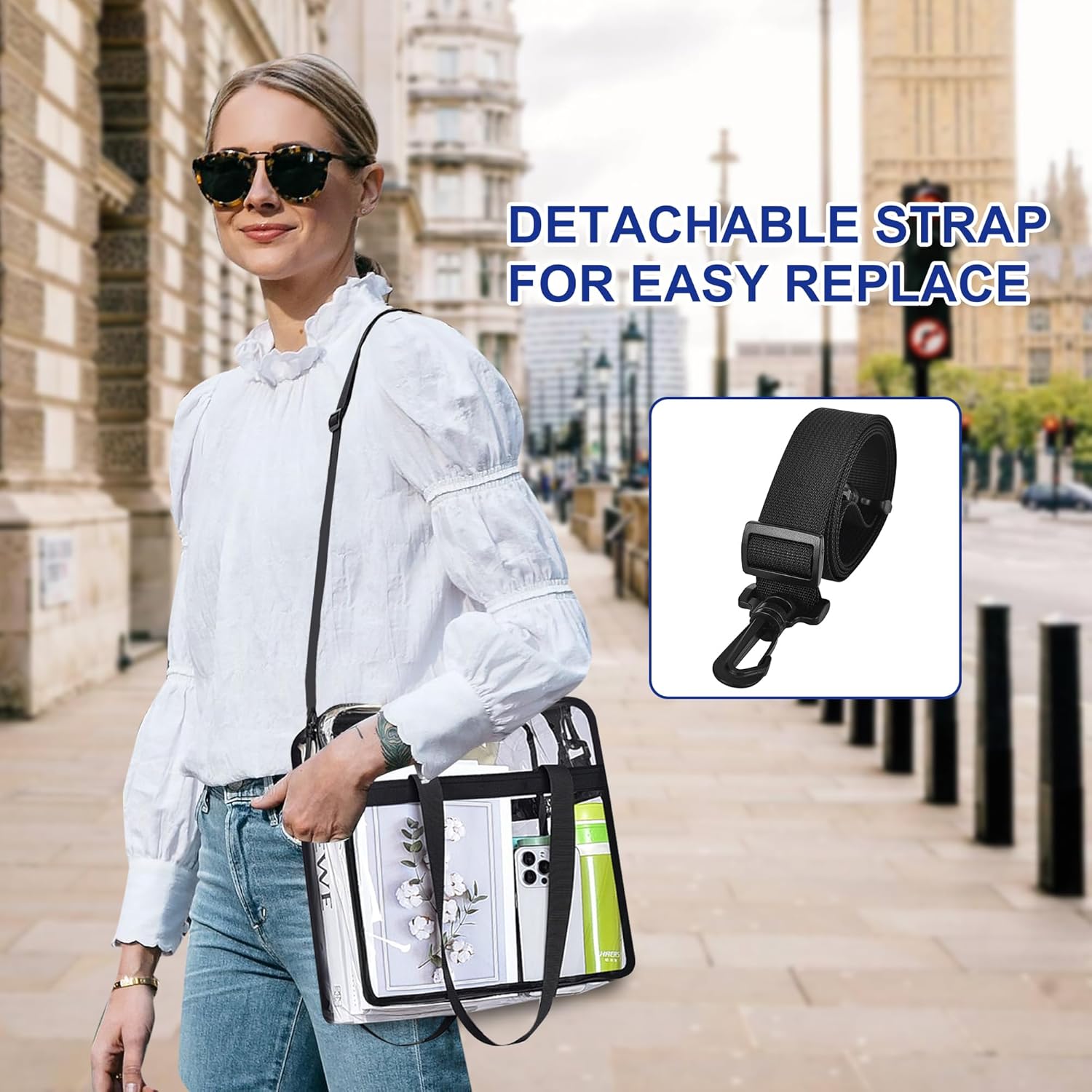 Oraben Clear Tote Bag Clear Bag Stadium Approved 12x6x12 Stadium Bag for Work, Sports Games,Gym - Image 2